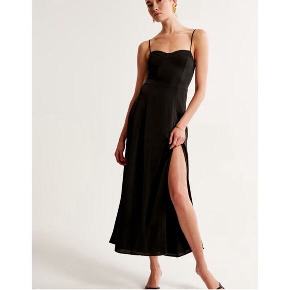 Abercrombie & Fitch Dresses & Skirts - Abercrombie Black Satin Camille Maxi Dress